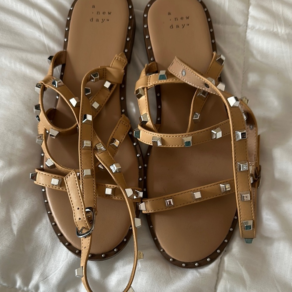 A New Day Tan Studded Sandals